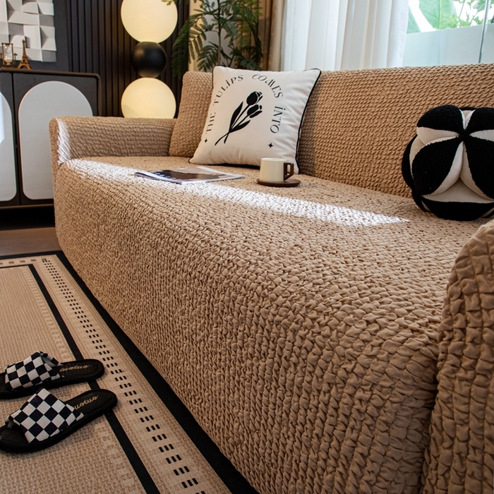 91家纺网 家纺一手货源 找家纺 沐沐家纺2026新款奶油云纱沙发套 奶油云纱-浅咖