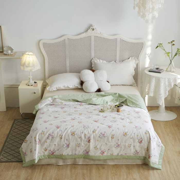 91家纺网 家纺一手货源 找家纺 维洋家纺 2025新款里外全棉印花棉花夏凉被 闲趣花开