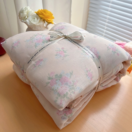 桃喜 2025新款春夏全棉双层纱碎花系列四件套 烟雨玉