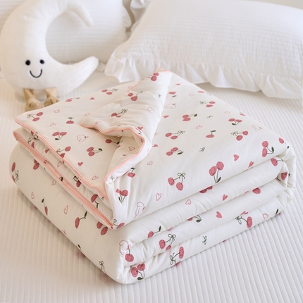 维洋家纺 2025升级21%大豆新款A类牛奶丝针织夏被（四周踩棉）软糯凉感夏被空调被 樱桃小兔