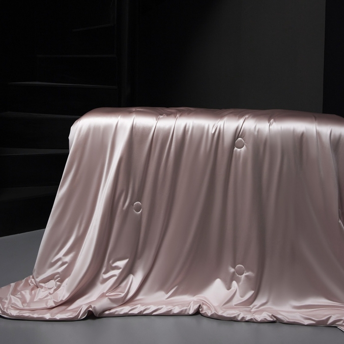 91家纺网 家纺一手货源 找家纺 优悦生活馆 2025新款凉感冰丝纯色夏被四件套-盛夏 盛夏-樱花粉