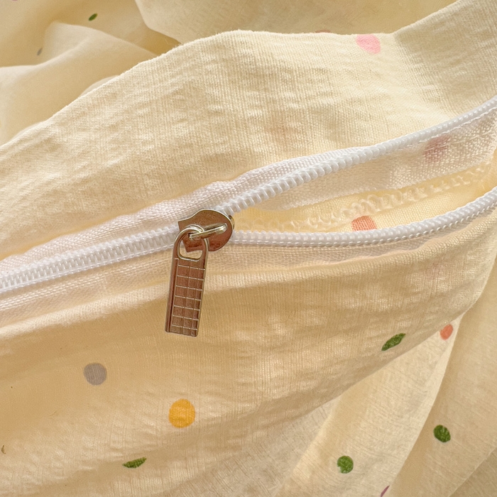 91家纺网 家纺一手货源 找家纺 暖芯优选 2025新款加厚云感棉双层纱四件套小碎花被套床单床笠款学生三件套新款直播热款 小波点