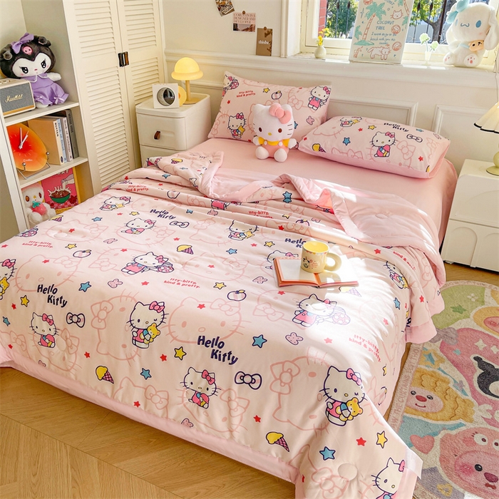 91家纺网 家纺一手货源 找家纺 晓时候 2025新款正版授权三丽鸥水洗棉夏被新疆棉花被夏凉被空调薄被子 KT猫