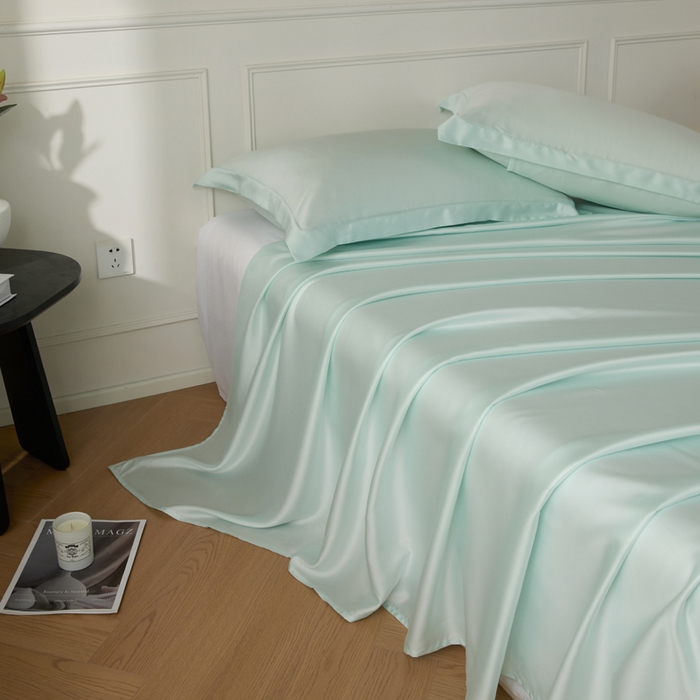 91家纺网 家纺一手货源 找家纺 涵宸 2025新款天丝-天丝棉-纯色单床单-场景1 床单-空绿