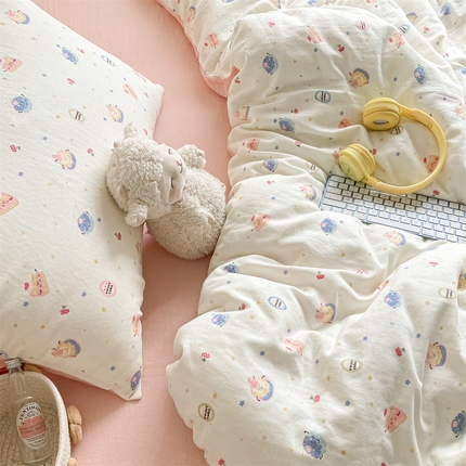 91家纺网 家纺一手货源 找家纺 （总）如约 2025新款A类全棉双层纱四件套