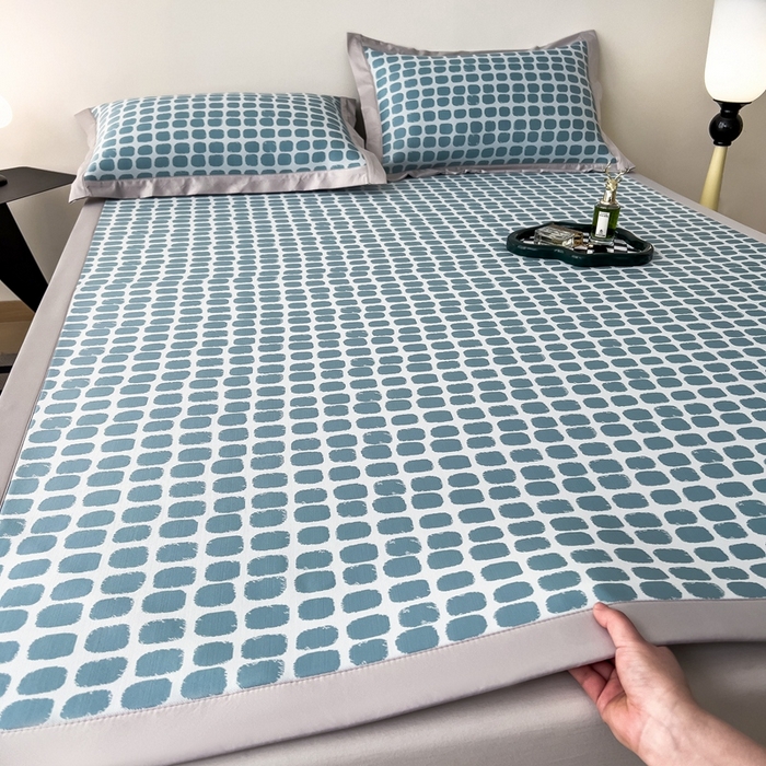 91家纺网 家纺一手货源 找家纺 卡初家居（原微来） 2025夏季轻柔丝系列冰丝席——绮梦系列 湖蓝