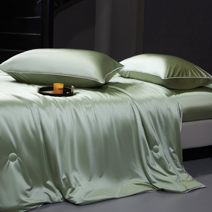 91家纺网 家纺一手货源 找家纺 优悦生活馆 2025新款凉感冰丝纯色夏被四件套-盛夏 盛夏-清水绿