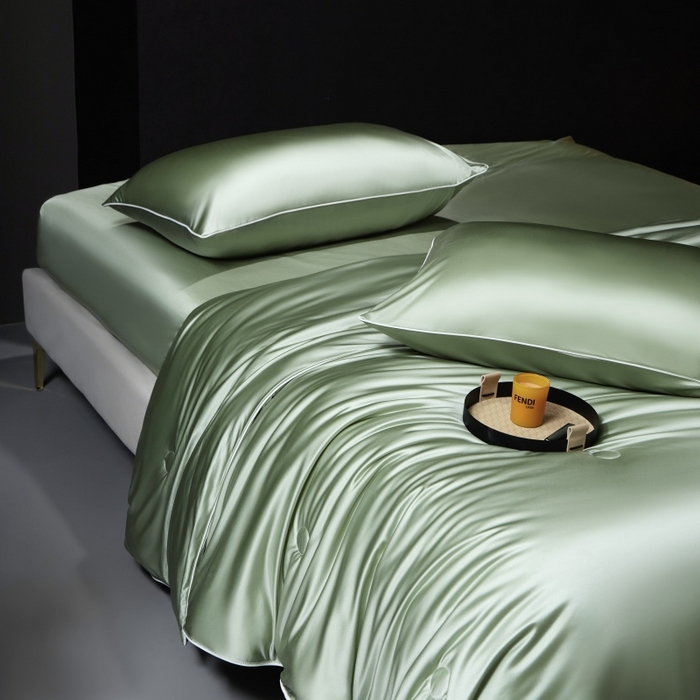 91家纺网 家纺一手货源 找家纺 优悦生活馆 2025新款凉感冰丝纯色夏被四件套-盛夏 盛夏-清水绿