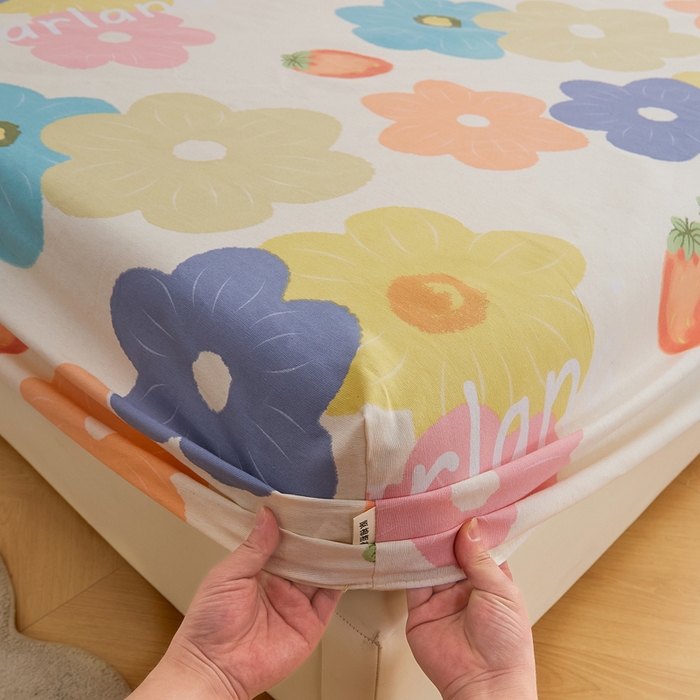 91家纺网 家纺一手货源 找家纺 棉乐町家居 2025新款锦柔老粗布印花床笠 花落