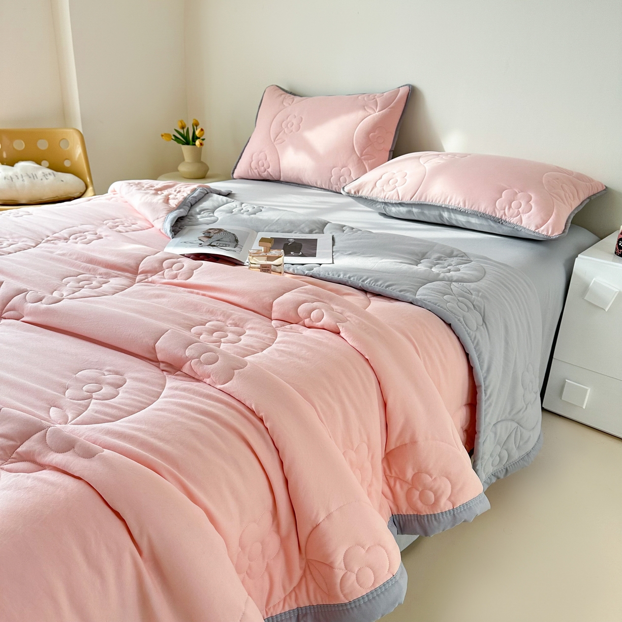 91家纺网 家纺一手货源 找家纺 （总）芙绣家纺 2025新款轻奢针织棉绗绣款夏被夏凉被空调被-莫奈花园