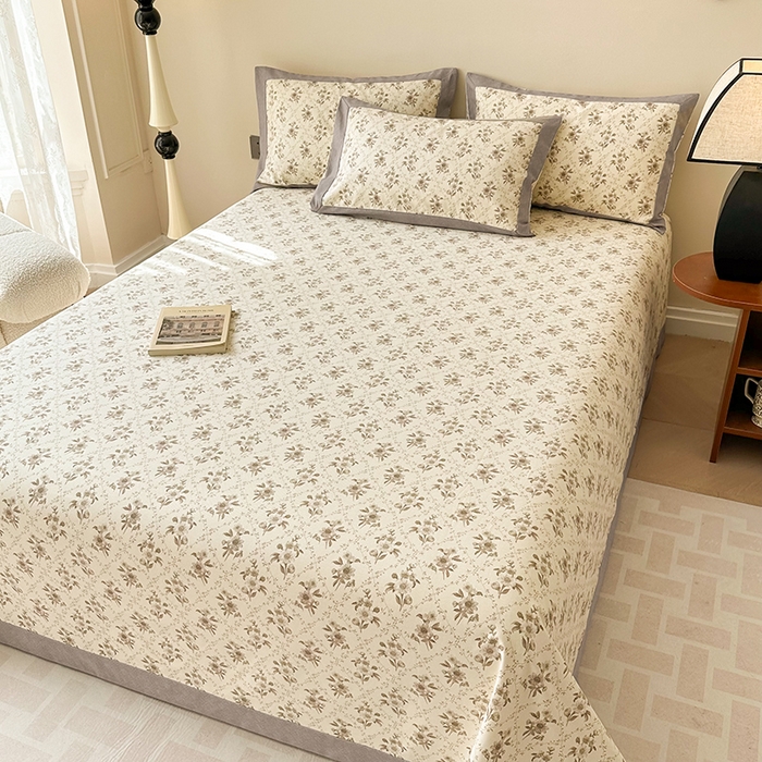 91家纺网 家纺一手货源 找家纺 （总）蓝邻家纺 2025新款100%新疆原棉粗布小清新拼角工艺款系列单床单