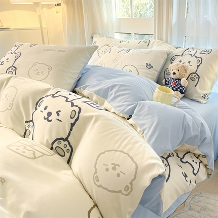 91家纺网 家纺一手货源 找家纺 （总）梦幻之城 2025新款水洗棉数码印花简易款四件套