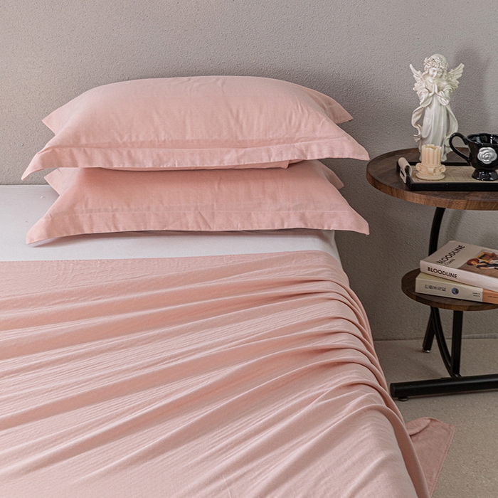 91家纺网 家纺一手货源 找家纺 锦罗绣 2025新款A类全棉双层纱单床单 粉色