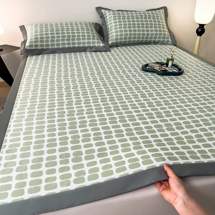 91家纺网 家纺一手货源 找家纺 卡初家居（原微来） 2025夏季轻柔丝系列冰丝席——绮梦系列 果绿