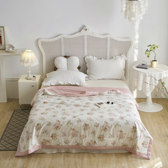 91家纺网 家纺一手货源 找家纺 维洋家纺 2025新款里外全棉印花棉花夏凉被 桔梗花