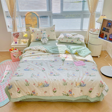 91家纺网 家纺一手货源 找家纺 （总）一加一  2025新款全棉豆豆大豆被被被子被芯夏被