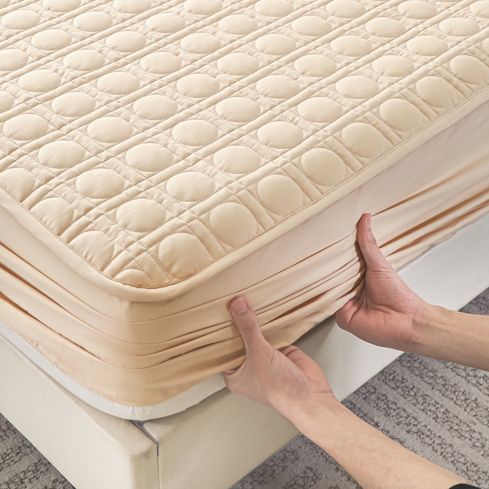 91家纺网 家纺一手货源 找家纺 沐纯家居 2025新款全棉纯棉夹棉单床笠 床笠单件-初见系列 卡其色