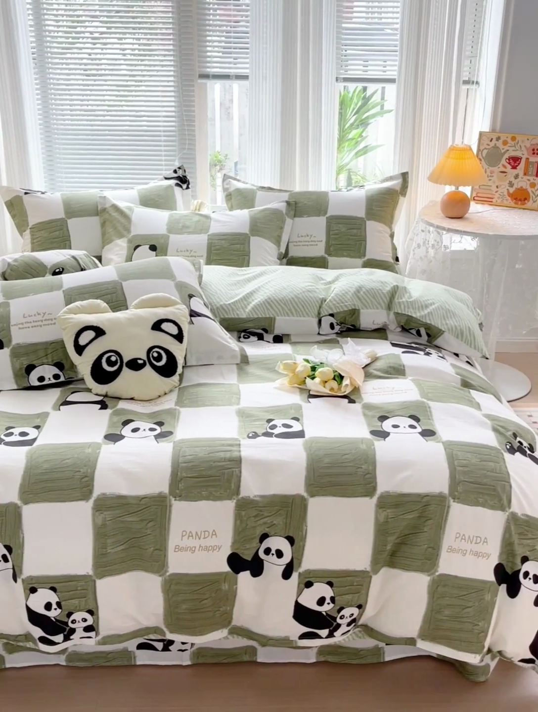 91家纺网 家纺一手货源 找家纺 金盛纺 2025新款13372全棉系列四件套 熊猫胖达