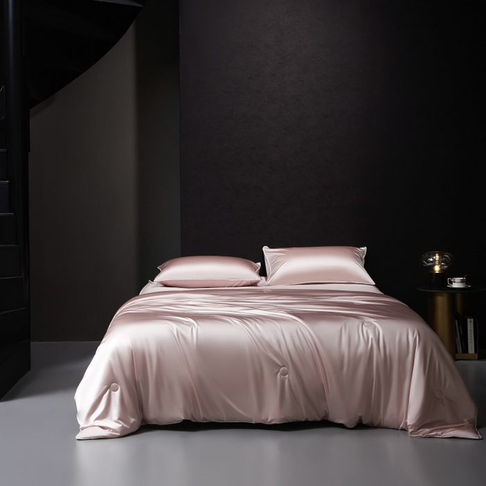 91家纺网 家纺一手货源 找家纺 优悦生活馆 2025新款凉感冰丝纯色夏被四件套-盛夏 盛夏-樱花粉