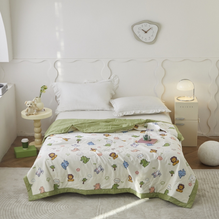 91家纺网 家纺一手货源 找家纺 维洋家纺 2025新款里外全棉印花棉花夏凉被 森森乐园