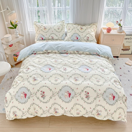 91家纺网 家纺一手货源 找家纺 金盛纺 2025新款13372全棉系列四件套 春游泡泡