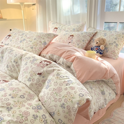 91家纺网 家纺一手货源 找家纺 （总）梦幻之城 2025新款水洗棉数码印花简易款四件套