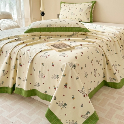 91家纺网 家纺一手货源 找家纺 （总）蓝邻家纺 2025新款100%新疆原棉粗布小清新拼角工艺款系列单床单