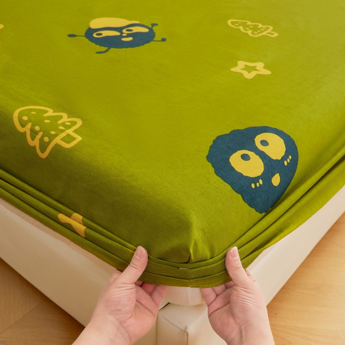 91家纺网 家纺一手货源 找家纺 首爱家纺 2025新款锦柔老粗布印花床笠 小煤球