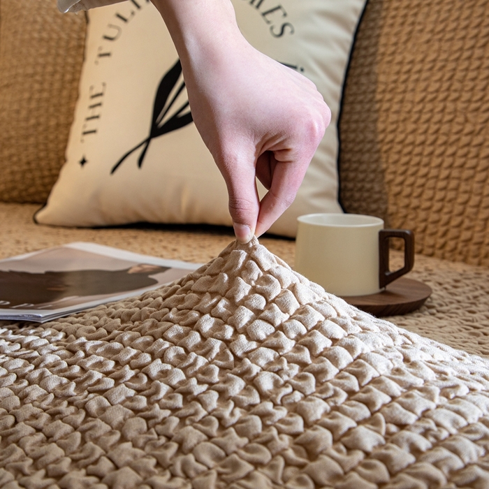 91家纺网 家纺一手货源 找家纺 沐沐家纺2026新款奶油云纱沙发套 奶油云纱-浅咖