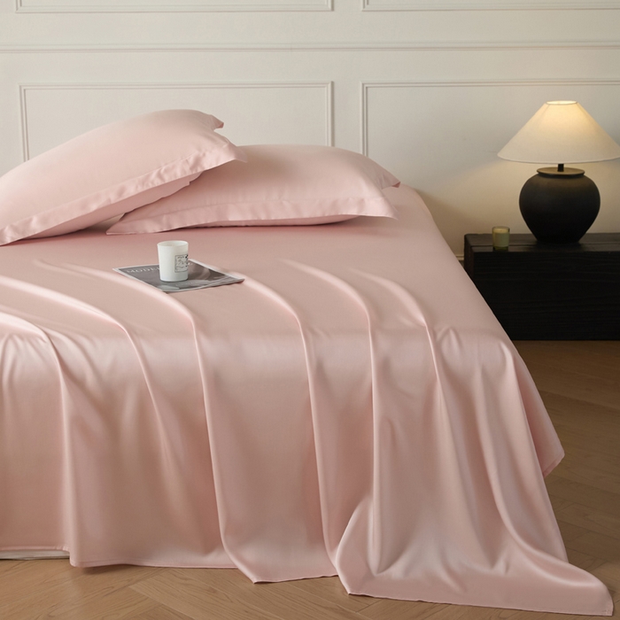 91家纺网 家纺一手货源 找家纺 涵宸 2025新款天丝-天丝棉-纯色单床单-场景1 床单-玫瑰粉