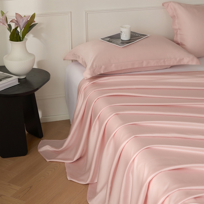 91家纺网 家纺一手货源 找家纺 涵宸 2025新款天丝-天丝棉-纯色单床单-场景1 床单-玫瑰粉