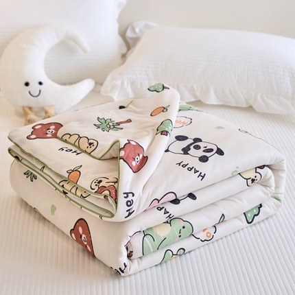 维洋家纺 2025升级21%大豆新款A类牛奶丝针织夏被（四周踩棉）软糯凉感夏被空调被 动物乐园