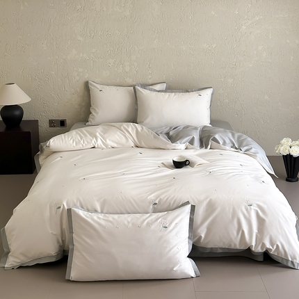 91家纺网 家纺一手货源 找家纺 （总）时亿家居 2025新款100支长绒棉小清新四件套-小苍兰