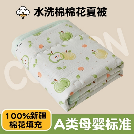 91家纺网 家纺一手货源 找家纺 鑫佰利 2025新款A类水洗棉印花纯棉花夏被子被芯 青苹果乐园