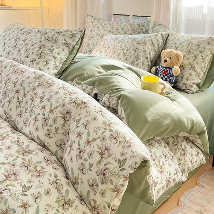 91家纺网 家纺一手货源 找家纺 （总）梦幻之城 2025新款水洗棉数码印花简易款四件套