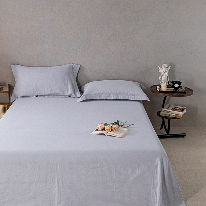 91家纺网 家纺一手货源 找家纺 锦罗绣 2025新款A类全棉双层纱单床单 浅灰