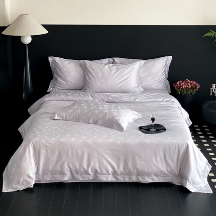 云栖家居 2025天丝棉提花四件套 入画-淡紫