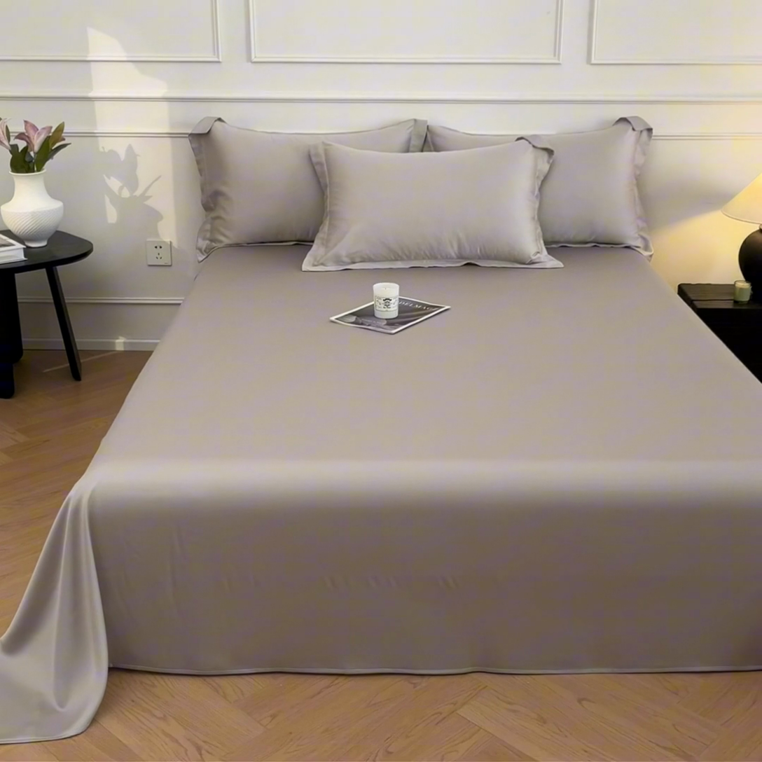 91家纺网 家纺一手货源 找家纺 涵宸 2025新款天丝-天丝棉-纯色单床单-场景1 床单-太空灰