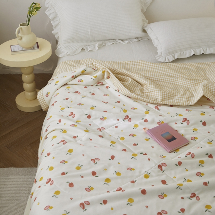 91家纺网 家纺一手货源 找家纺 维洋家纺 2025新款里外全棉印花棉花夏凉被 百香果