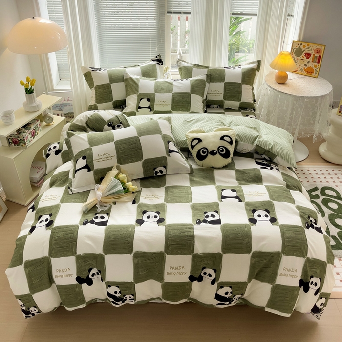 91家纺网 家纺一手货源 找家纺 金盛纺 2025新款13372全棉系列四件套 熊猫胖达