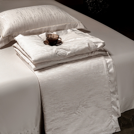 丽卡家纺 2025新款翡丽天丝提花夏被四件套 石纹-米灰