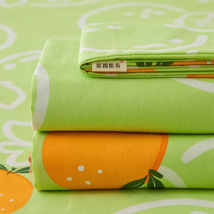 91家纺网 家纺一手货源 找家纺 棉乐町家居 2025新款锦柔老粗布床单老粗布凉席三件套 气泡橙