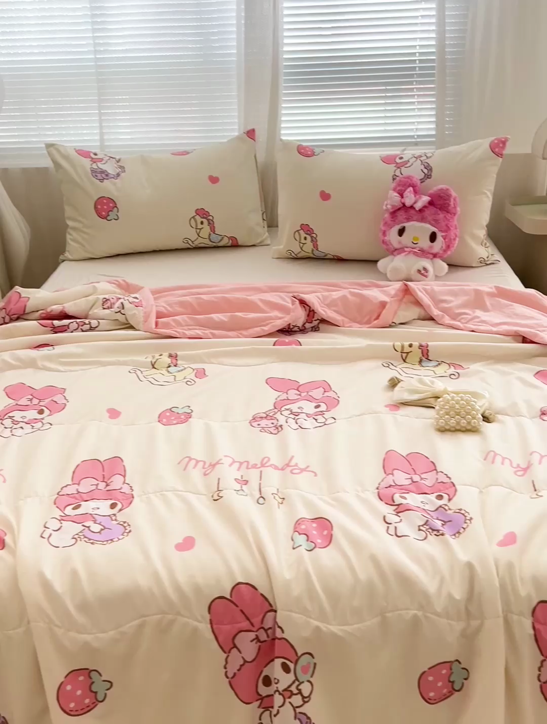 91家纺网 家纺一手货源 找家纺 海岛哥哥 2025新款三丽鸥系列A类水洗棉夏被大床图（提供买家秀） 夏被-星月美乐蒂