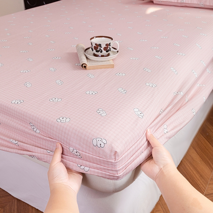 91家纺网 家纺一手货源 找家纺 锦罗绣 2025新款A类全棉双层纱单床笠 好奇小狗