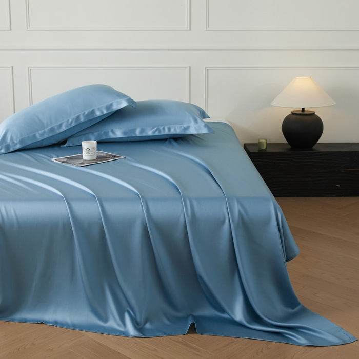 91家纺网 家纺一手货源 找家纺 涵宸 2025新款天丝-天丝棉-纯色单床单-场景1 床单-星耀兰