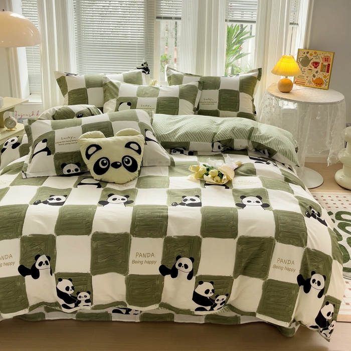 91家纺网 家纺一手货源 找家纺 金盛纺 2025新款13372全棉系列四件套 熊猫胖达