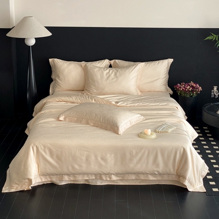 91家纺网 家纺一手货源 找家纺 云栖家居 2025天丝棉提花四件套 春纪-香槟