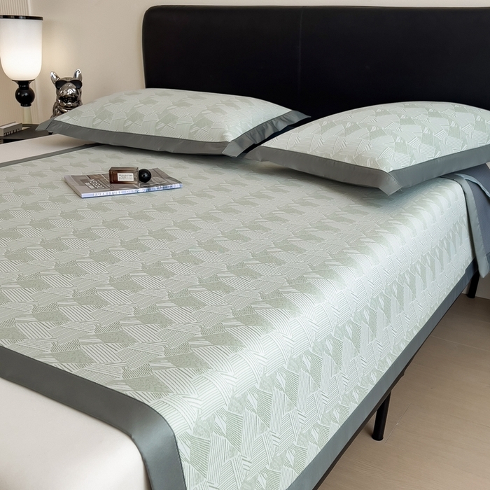 91家纺网 家纺一手货源 找家纺 卡初家居（原微来） 2025夏季凉感提花席 逸线翠澜-玉翡森