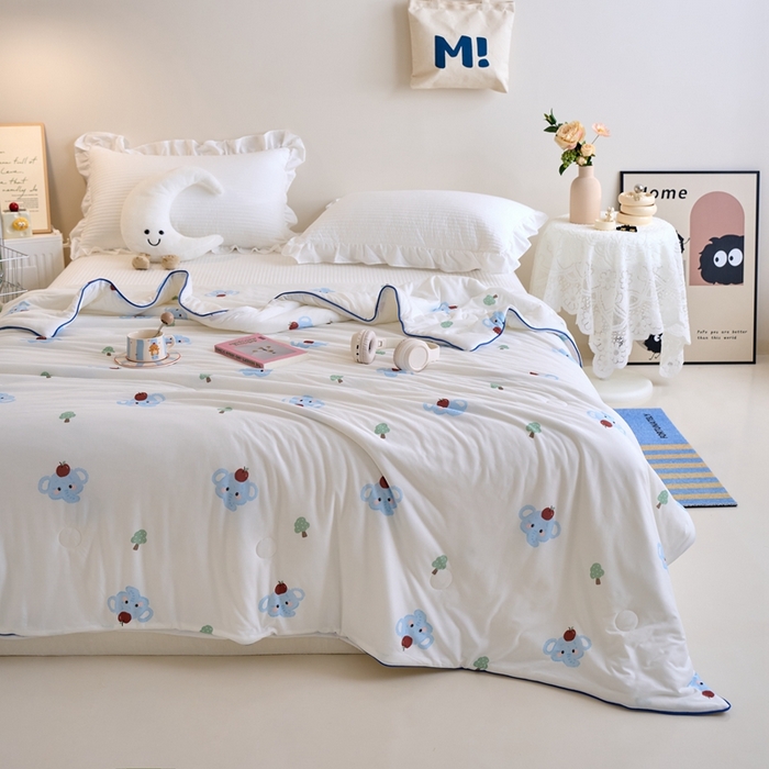 91家纺网 家纺一手货源 找家纺 维洋家纺 2025升级21%大豆新款A类牛奶丝针织夏被（四周踩棉）软糯凉感夏被空调被 长鼻象