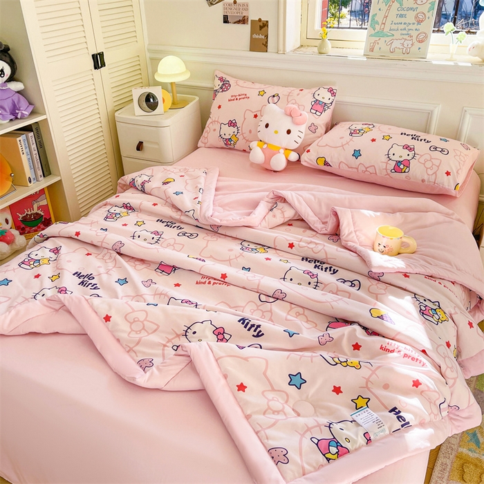 91家纺网 家纺一手货源 找家纺 晓时候 2025新款正版授权三丽鸥水洗棉夏被新疆棉花被夏凉被空调薄被子 KT猫